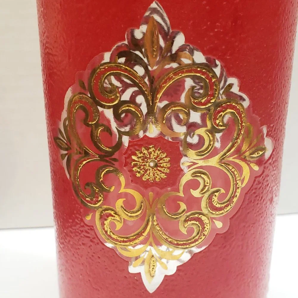 Vintage Starlyte Red & Gold Hand Painted Jar Art Deco Decor
